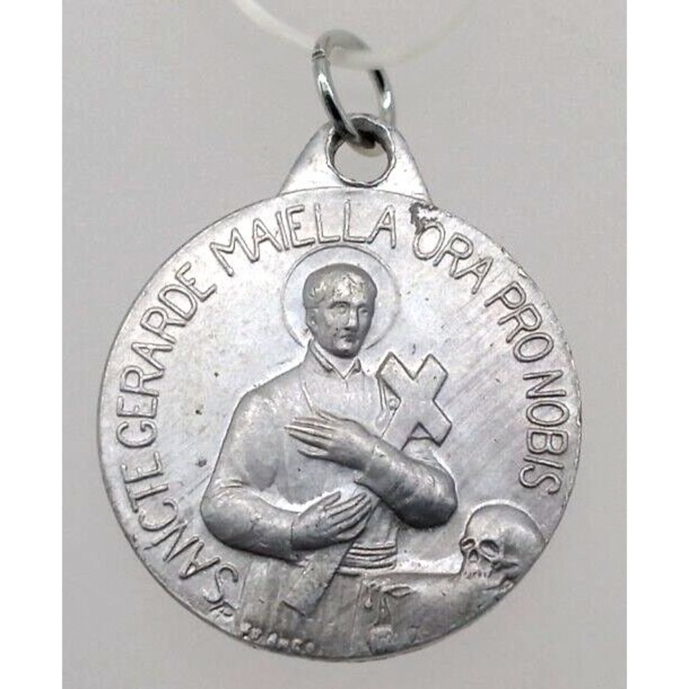 Sancte Gerarde Maiella Ora Pro Nobis Catholic Medal Pendant Silver Tone Metal